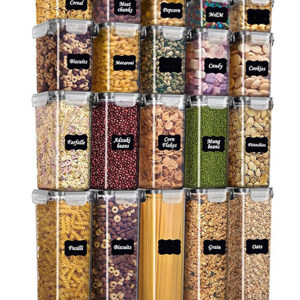 48pcs，kitchen gadgets, sealed pasta boxes with LIDS, labels and markings - versatile containers for pasta, dry food