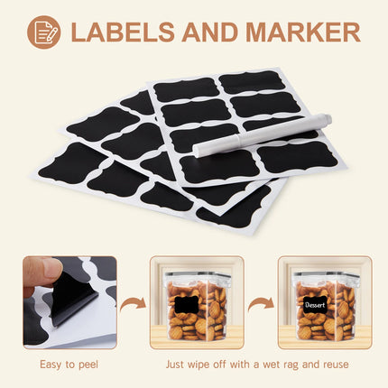 48pcs，kitchen gadgets, sealed pasta boxes with LIDS, labels and markings - versatile containers for pasta, dry food